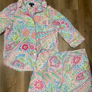Ralph Lauren Multicolor Paisley Pajama Set